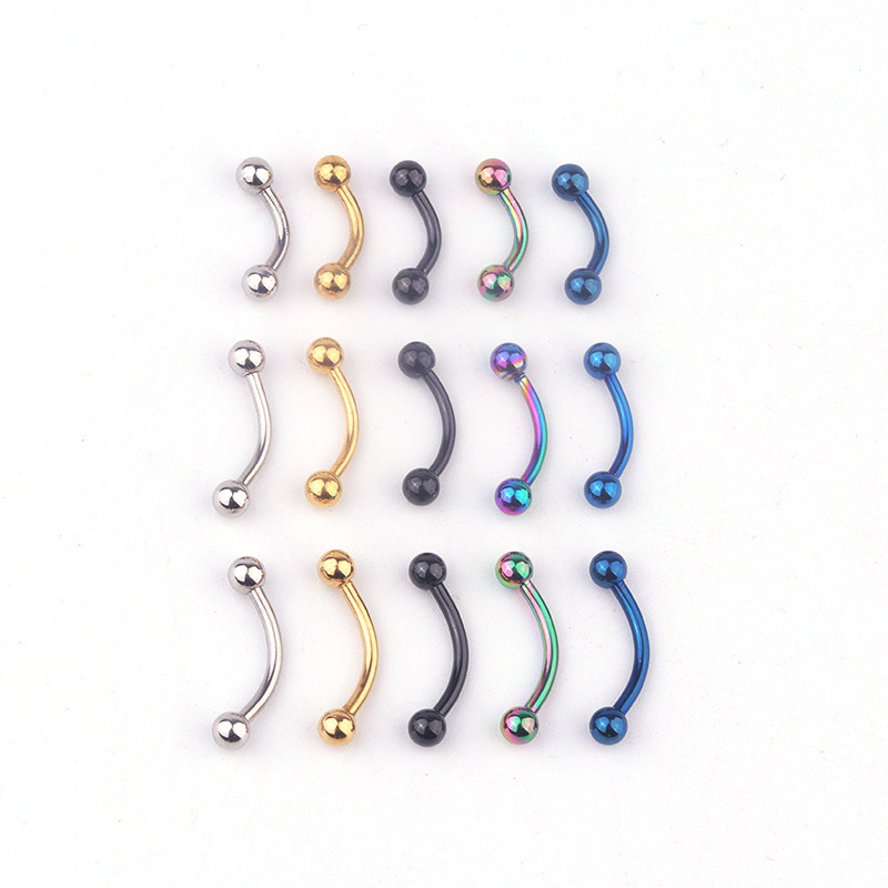 Eyebrow Curved Barbell - 5pcs/lot 16G 316L Stainless Steel Curved