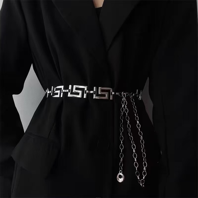 Body Jewelry Chains - Greek Key Geometric Linked Metal Waist