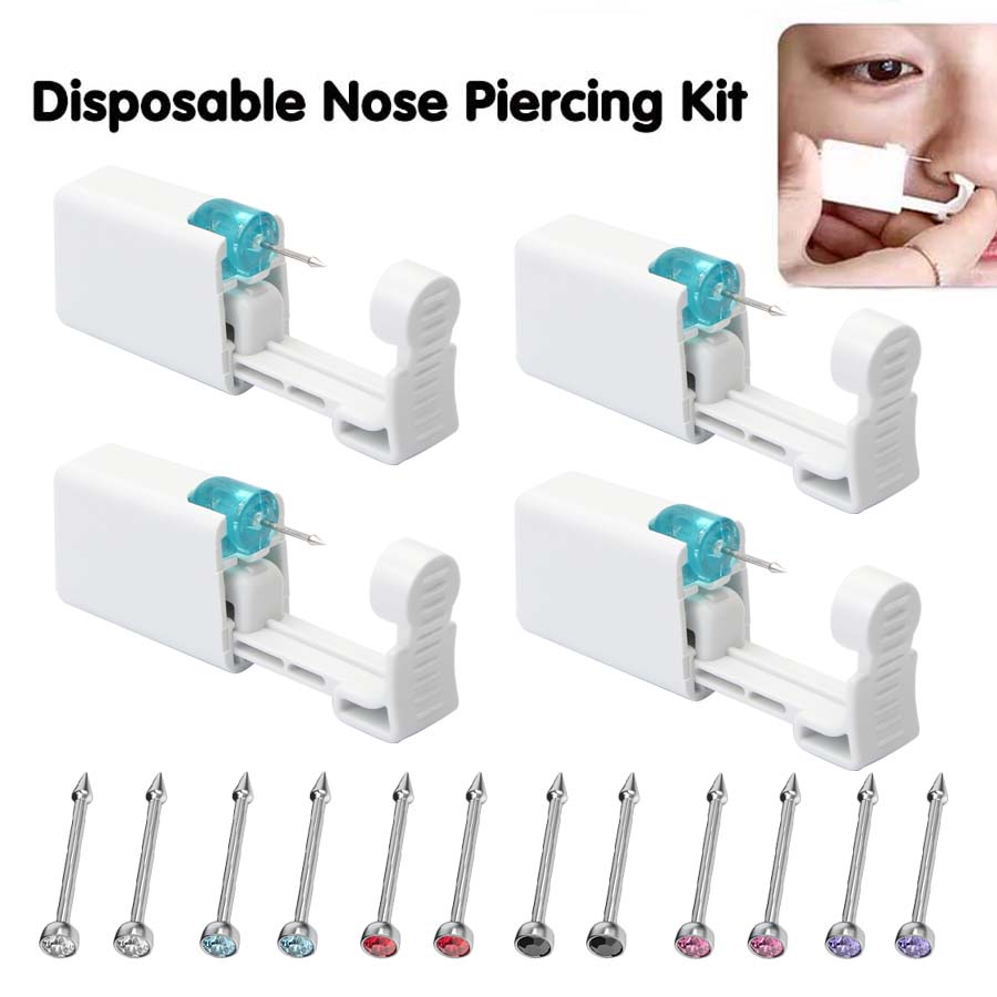 Body Jewelry Hypoallergenic - 4PCS Self Hypoallergenic Nose Piercing Kit-Disposable