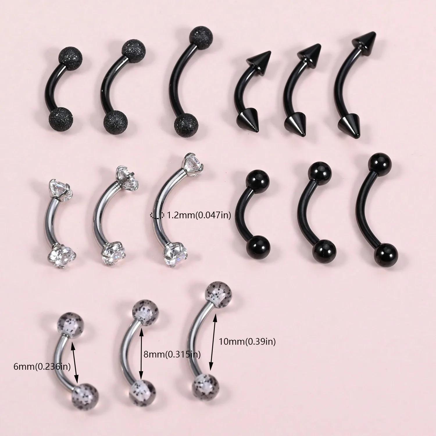 Eyebrow Curved Barbell - 15Pcs 16g Rook Piercing Jewelry Eyebrow