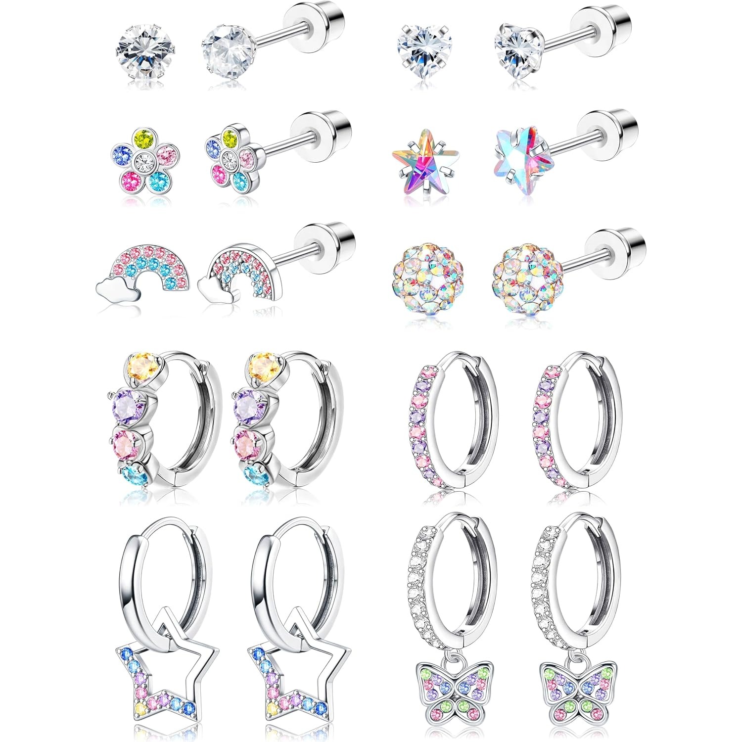 Body Jewelry Hypoallergenic - ORAZIO Hypoallergenic Flat Back Earring Set