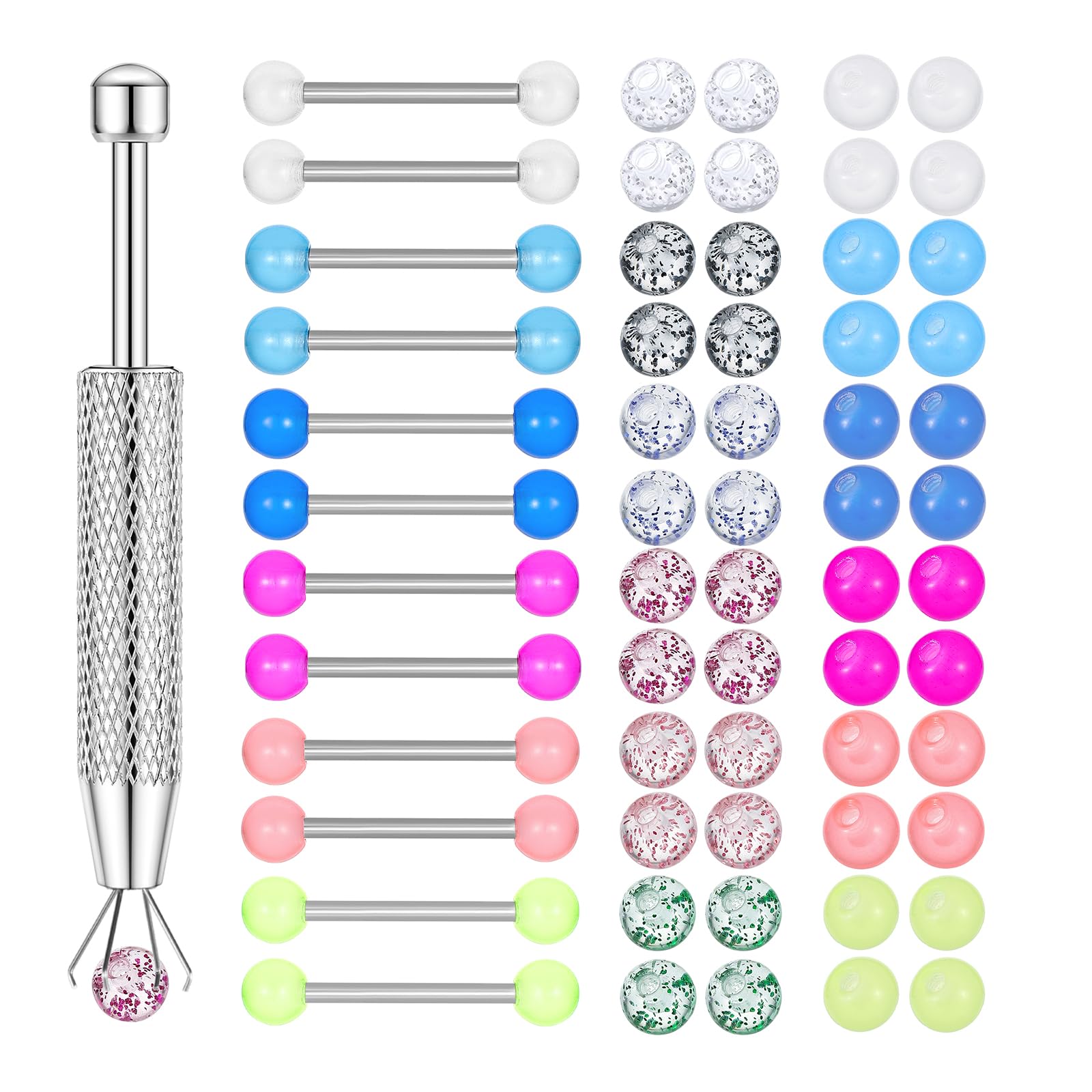 Body Jewelry Replacement Ball - 12PCS Barbell Nipple Rings 48PCS Replacement