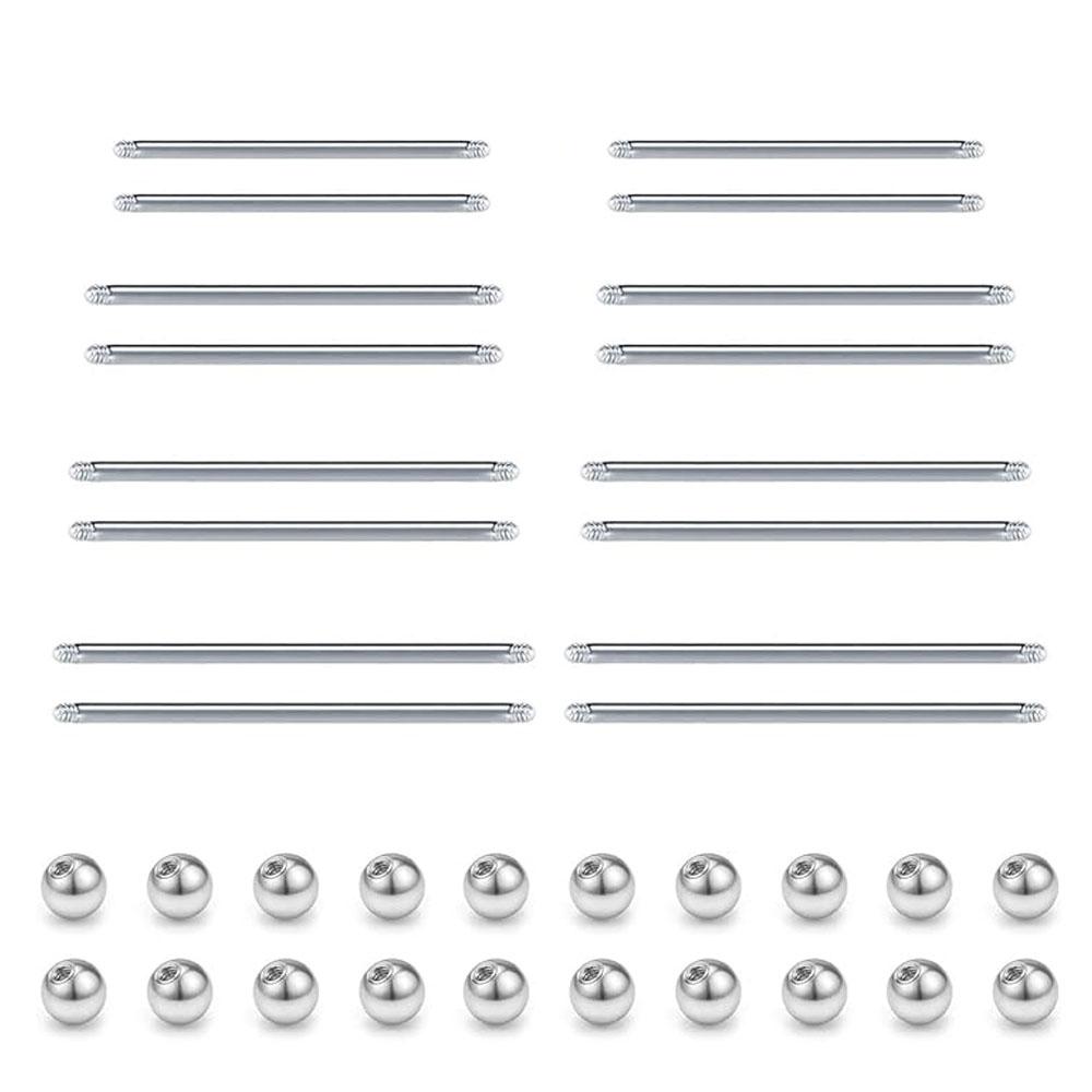 Body Jewelry Replacement Ball - 4-36Pcs Set Stainless Steel Replacement Straight