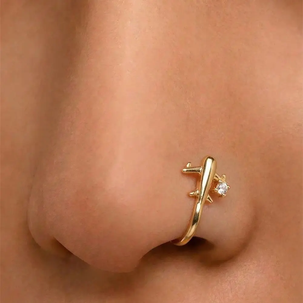 Body Jewelry Nose Studs - 1PC Airplane Design No Piercing Nose