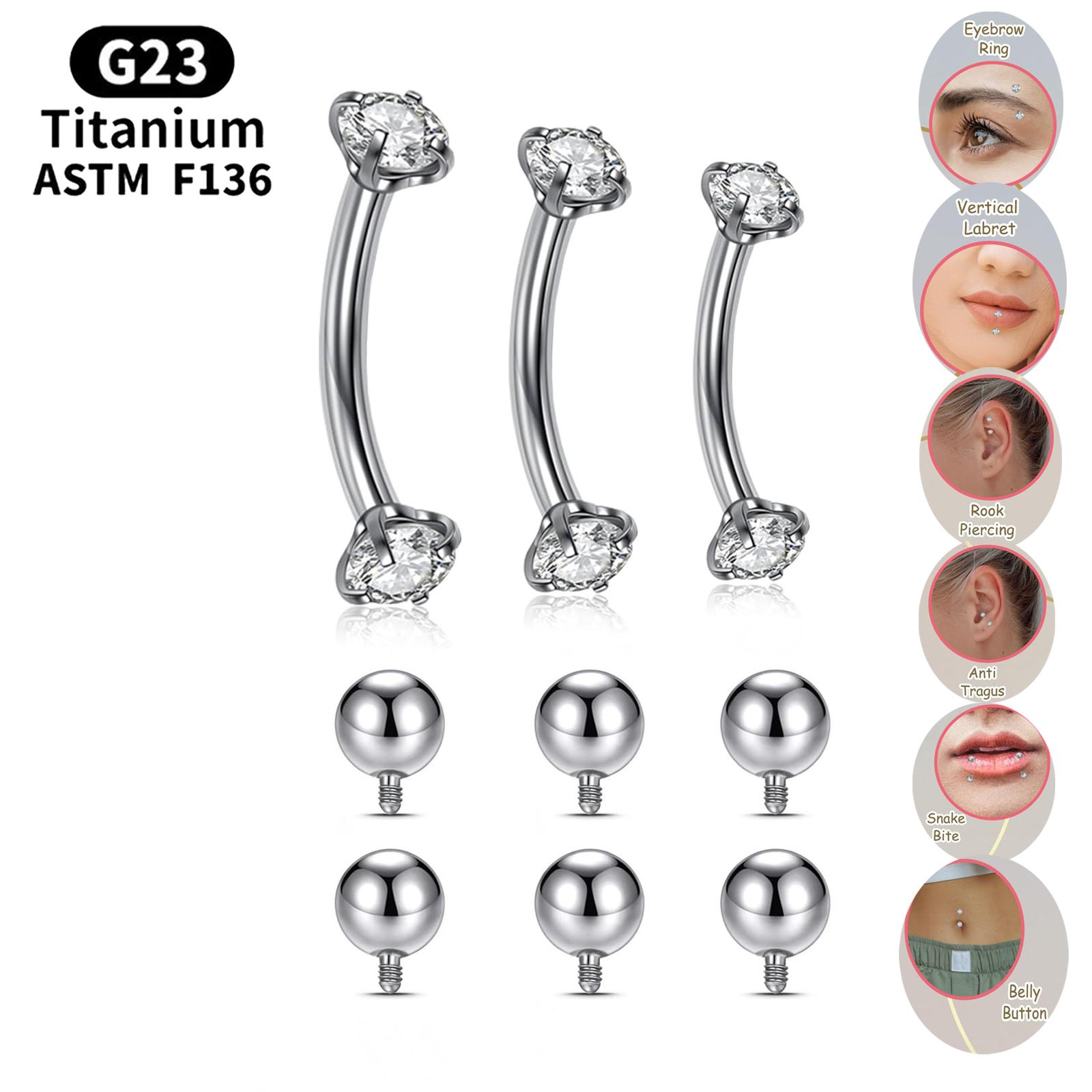 Body Jewelry Replacement Ball - 16G 6-10MM Titanium CZ Internally Thread