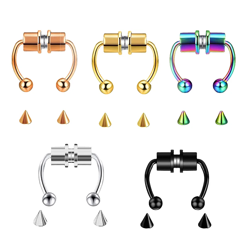 Body Jewelry Nose Studs - Fake Piercing Nose Ring Hoop Septum
