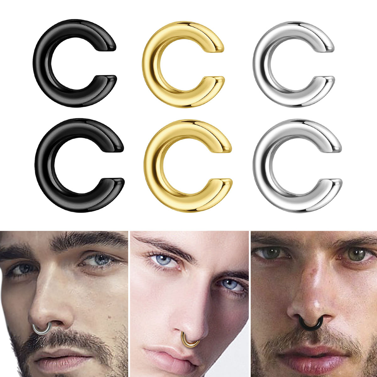 Body Jewelry Nose Studs - 1pc Exaggerated c-Shaped Non-Piercing Nose Ring