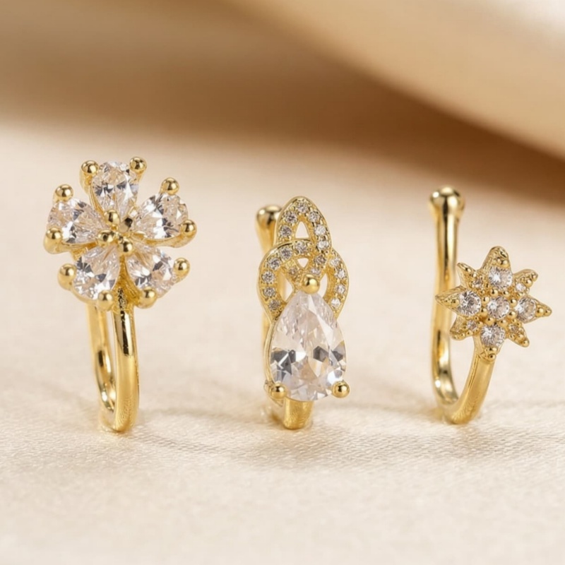 Body Jewelry Nose Studs - 3-piece French style minimalist and versatile