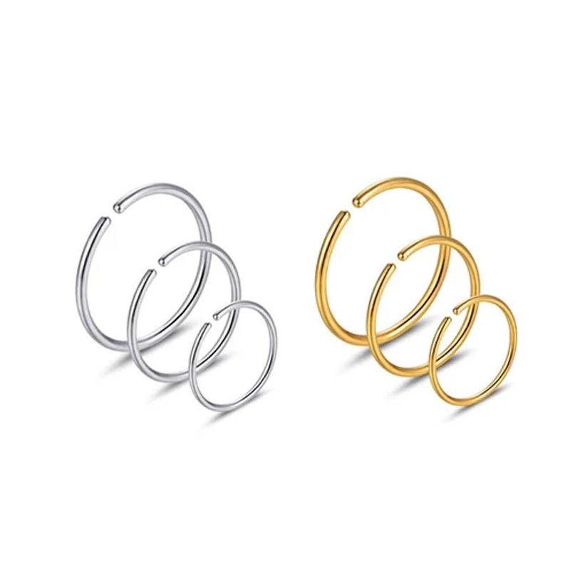 Body Jewelry Nose Studs - 6pcs/lot Hypoallergenic Nose Rings Hoops 316L