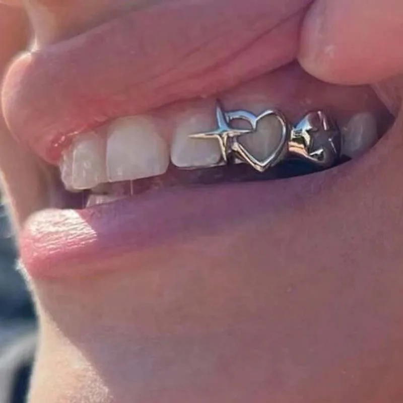 Body Jewelry Men - Punk Hip Hop Hollow Heart Teeth