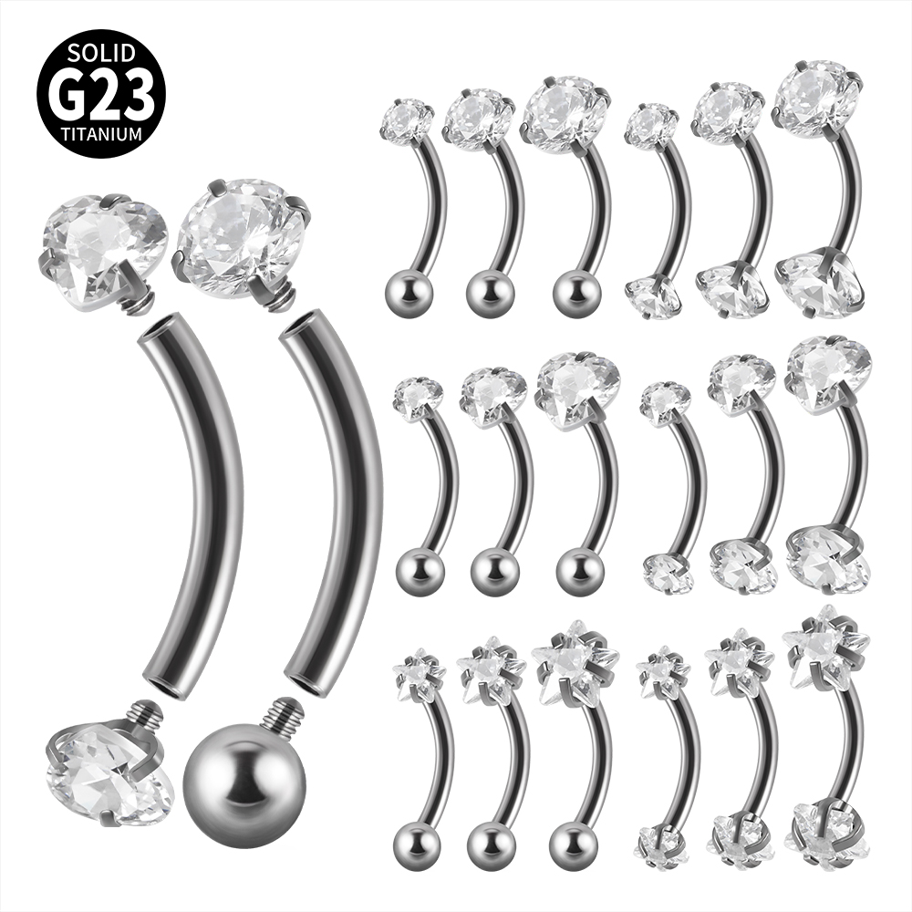 Eyebrow Curved Barbell - 1PC G23 Titanium Eyebrow Barbell Piercing