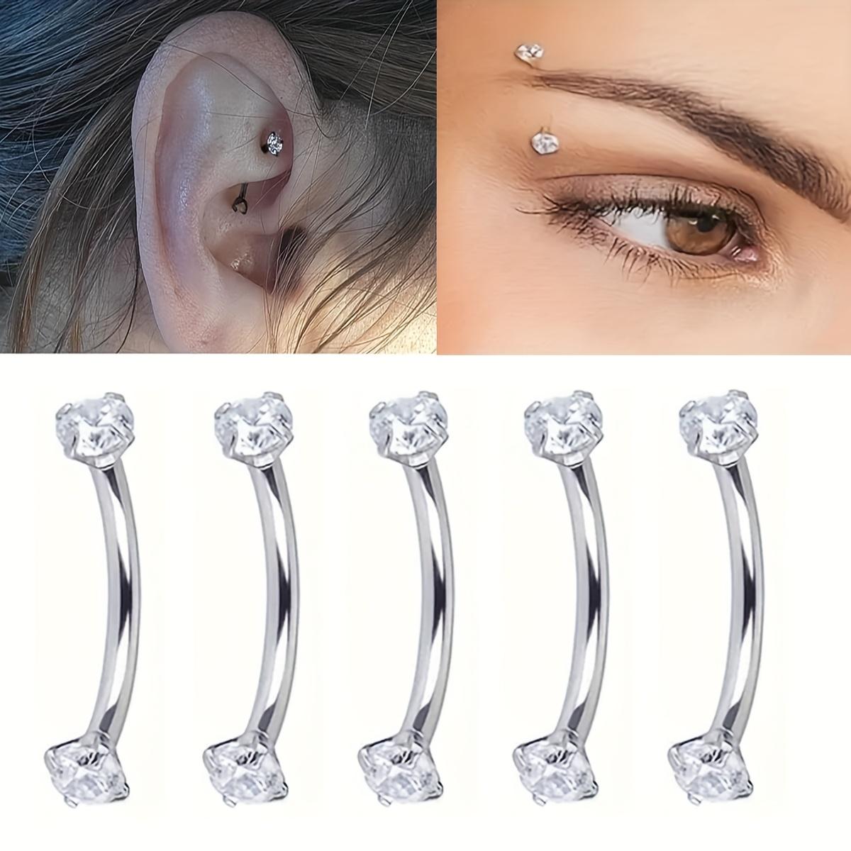 Eyebrow Curved Barbell - 5pcs 16G Stainless Steel Eyebrow Ring