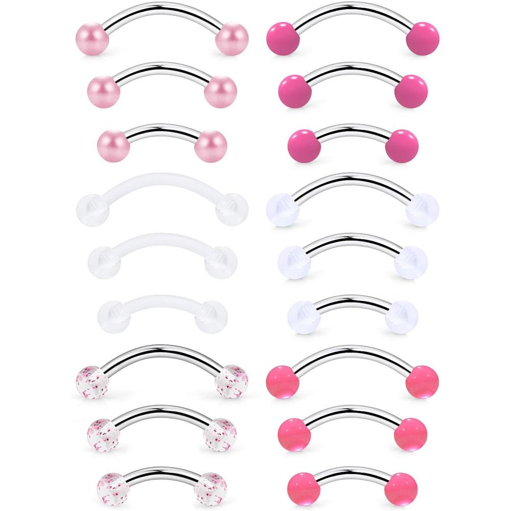 Eyebrow Curved Barbell - 1/18Pcs Set 16G 6/8/10mm Eyebrow Rook