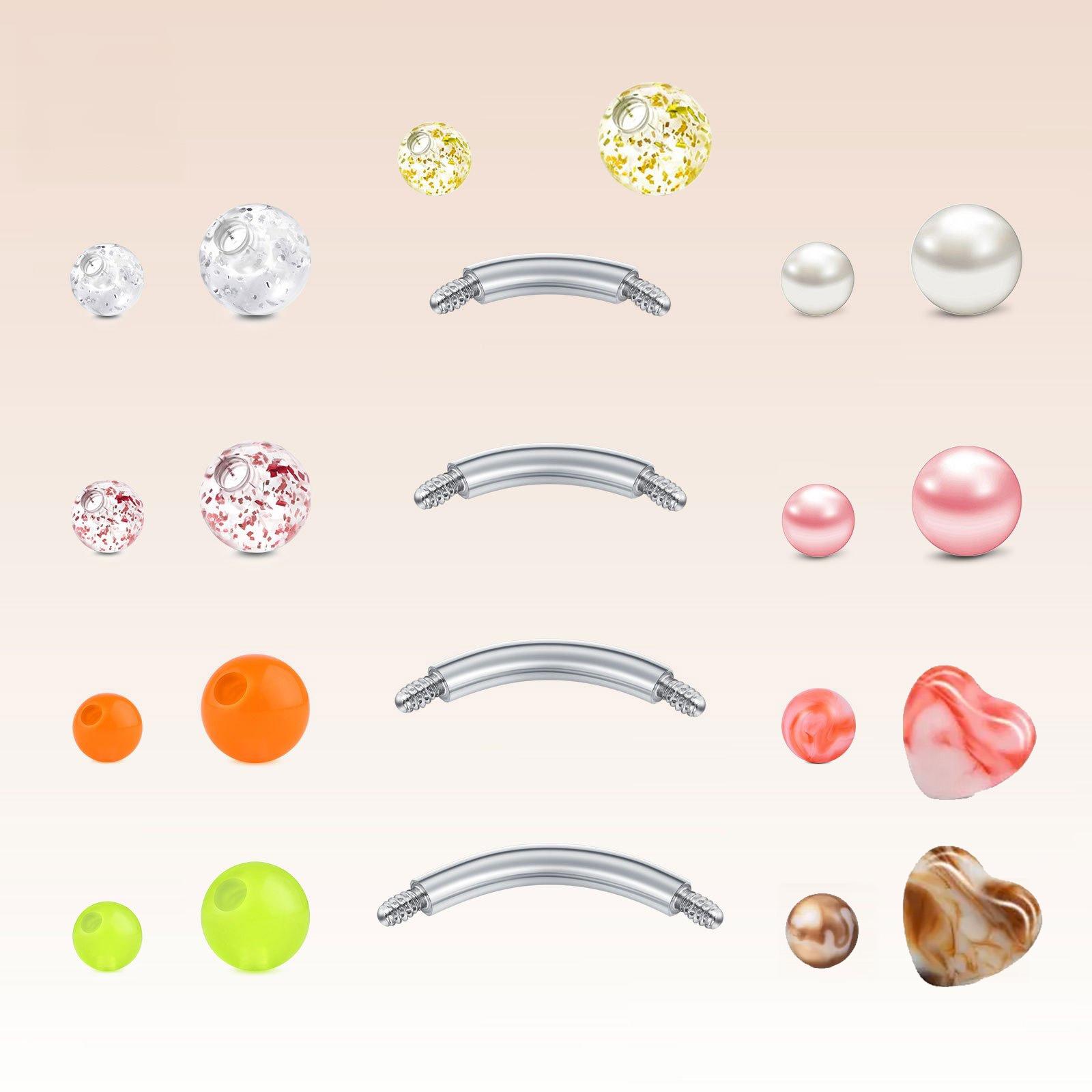 Body Jewelry Replacement Ball - 22pcs 14G Stainless Steel Navel Barbell