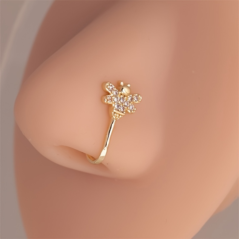 Body Jewelry Nose Studs - 1-piece cute little bee zircon non