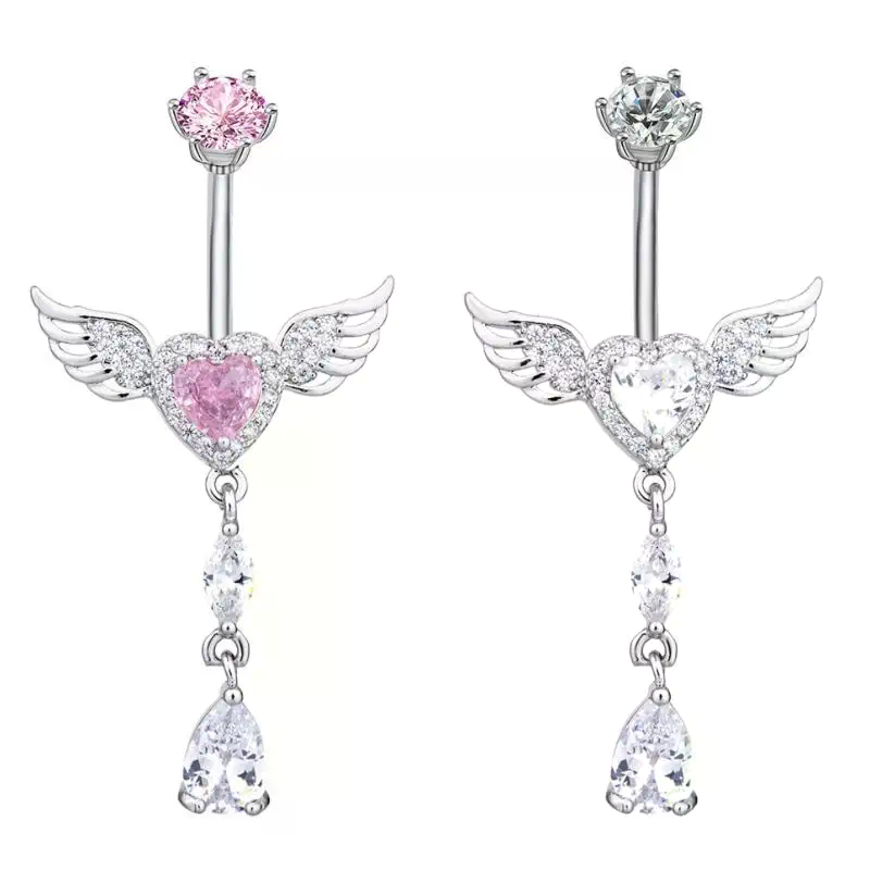 Wing Heart Belly Button Rings  - Body Jewelry Hypoallergenic review and price