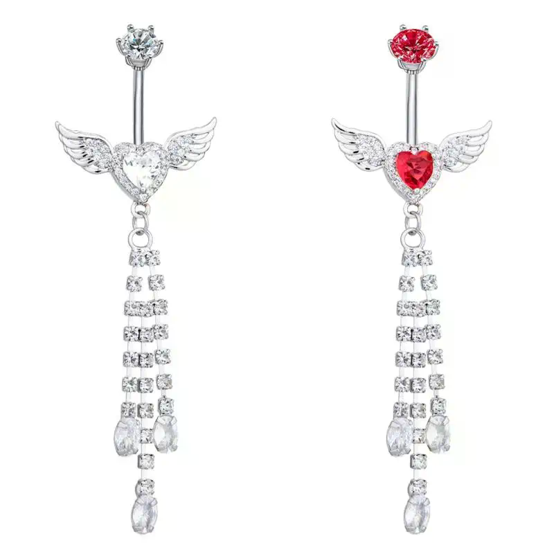 Wing Heart Belly Button Rings  - Body Jewelry Hypoallergenic review and price