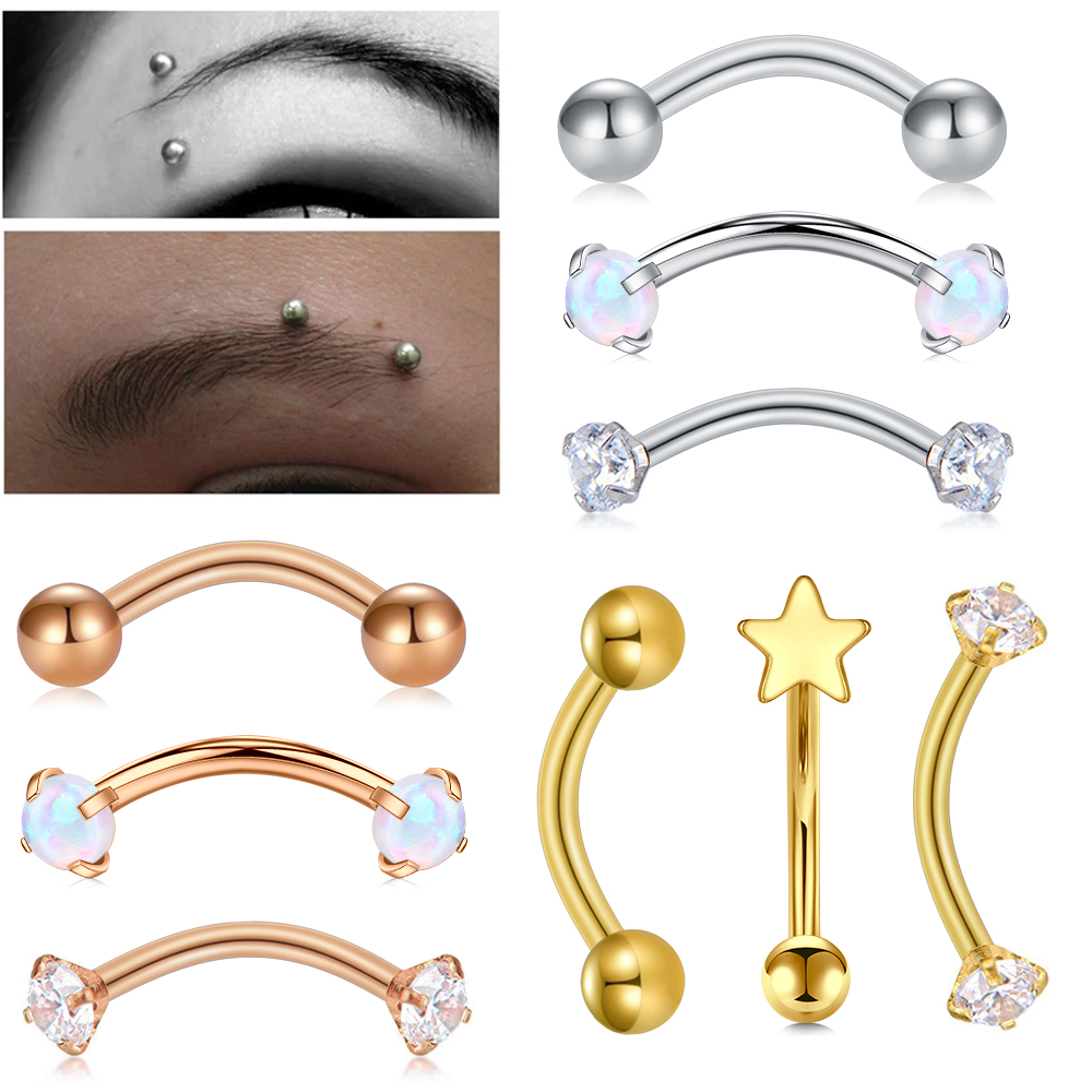 3Pcs Eyebrow Rings Curved Barb - Eyebrow Curved Barbell review and price