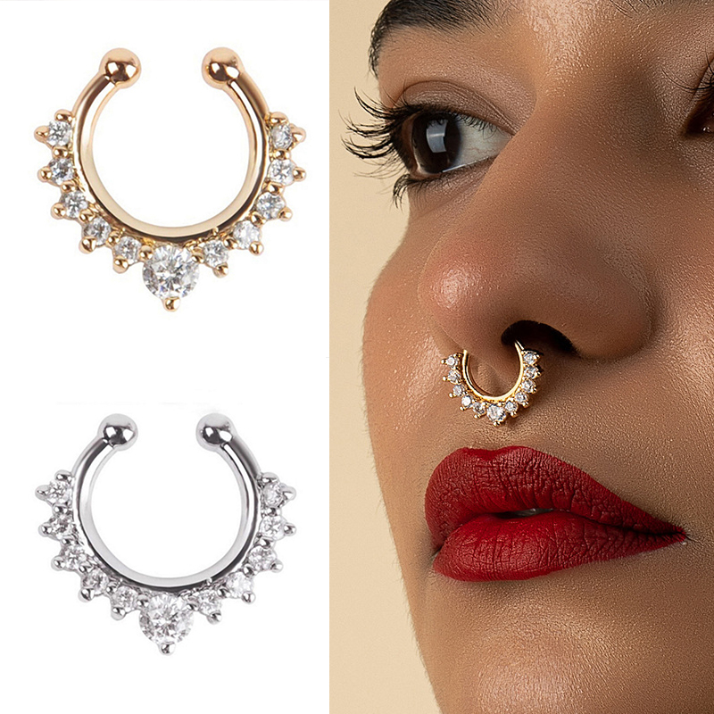 1PC U-Shape Nose Clip Fake Nos - Body Jewelry Nose Studs review and price