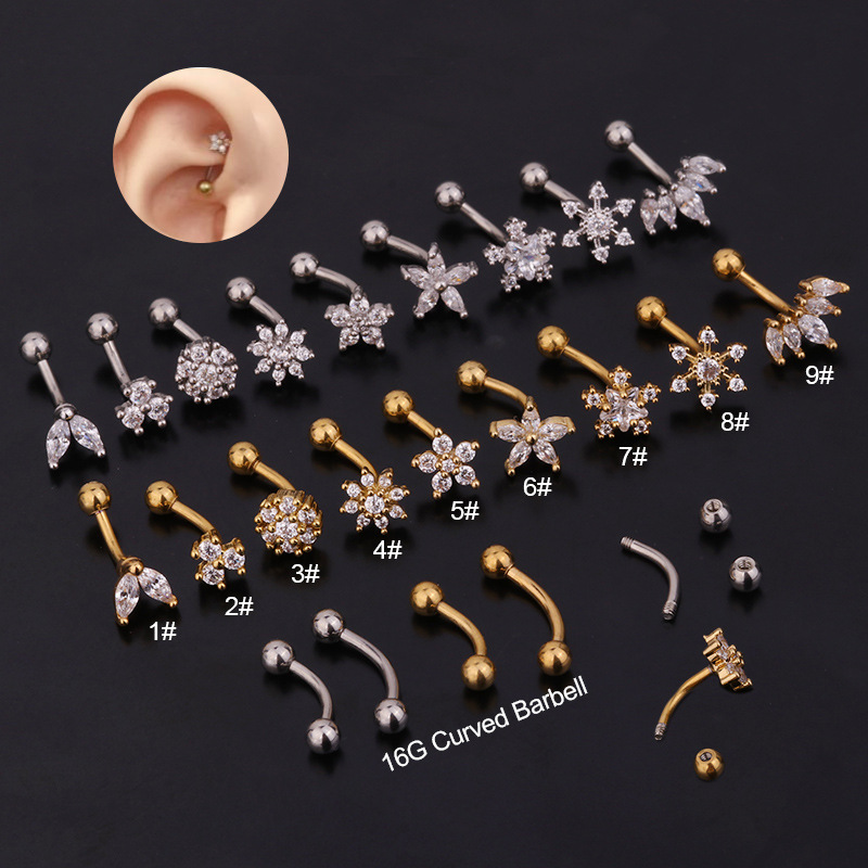 1Pc 1.2x8mm Eyebrow  Daith Snu - Eyebrow Curved Barbell review and price