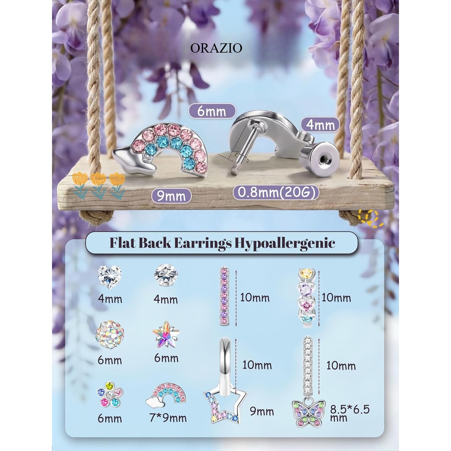 ORAZIO Hypoallergenic Flat Bac - Body Jewelry Hypoallergenic review and price
