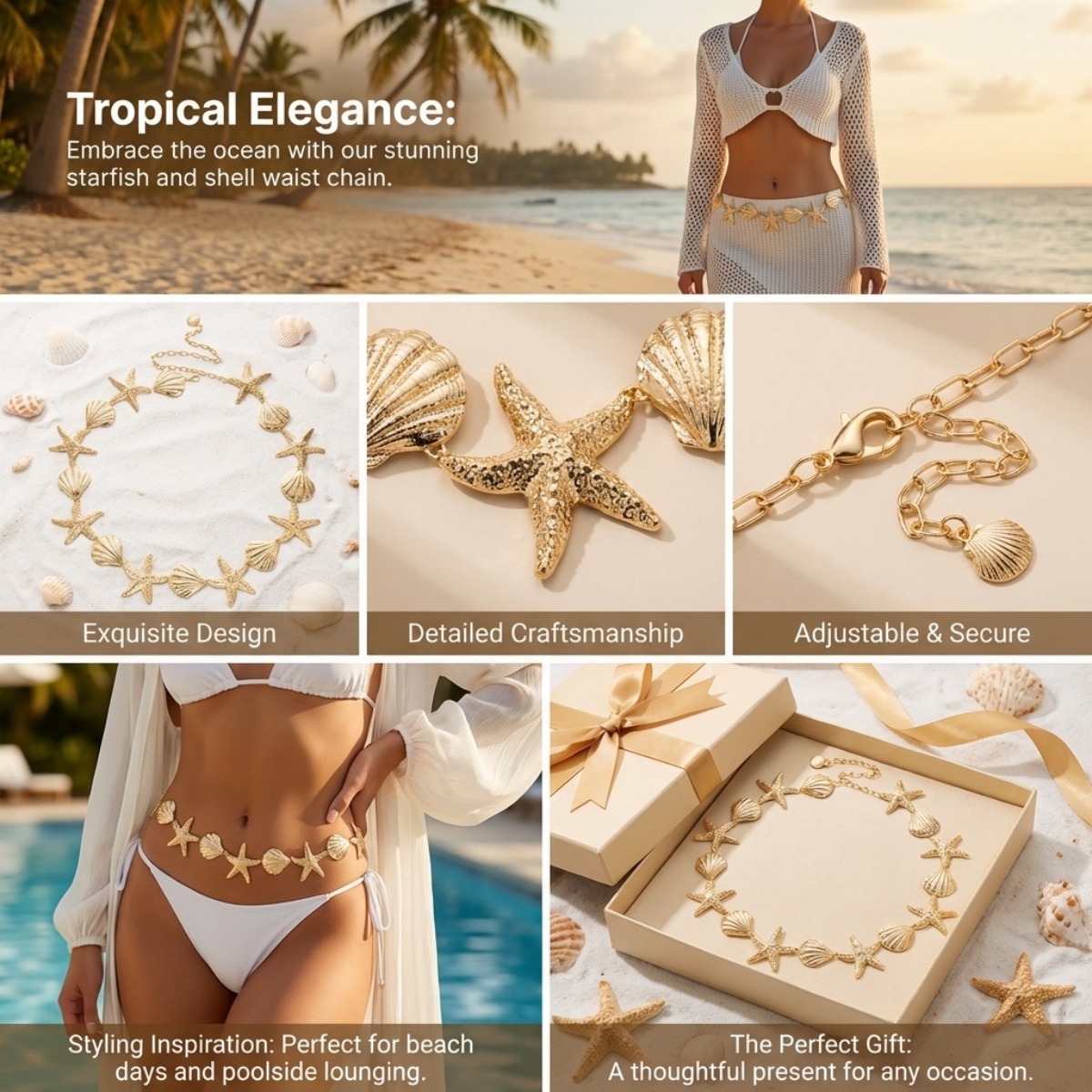 Summer Beach Metal Starfish Sh - Body Jewelry Men review and price