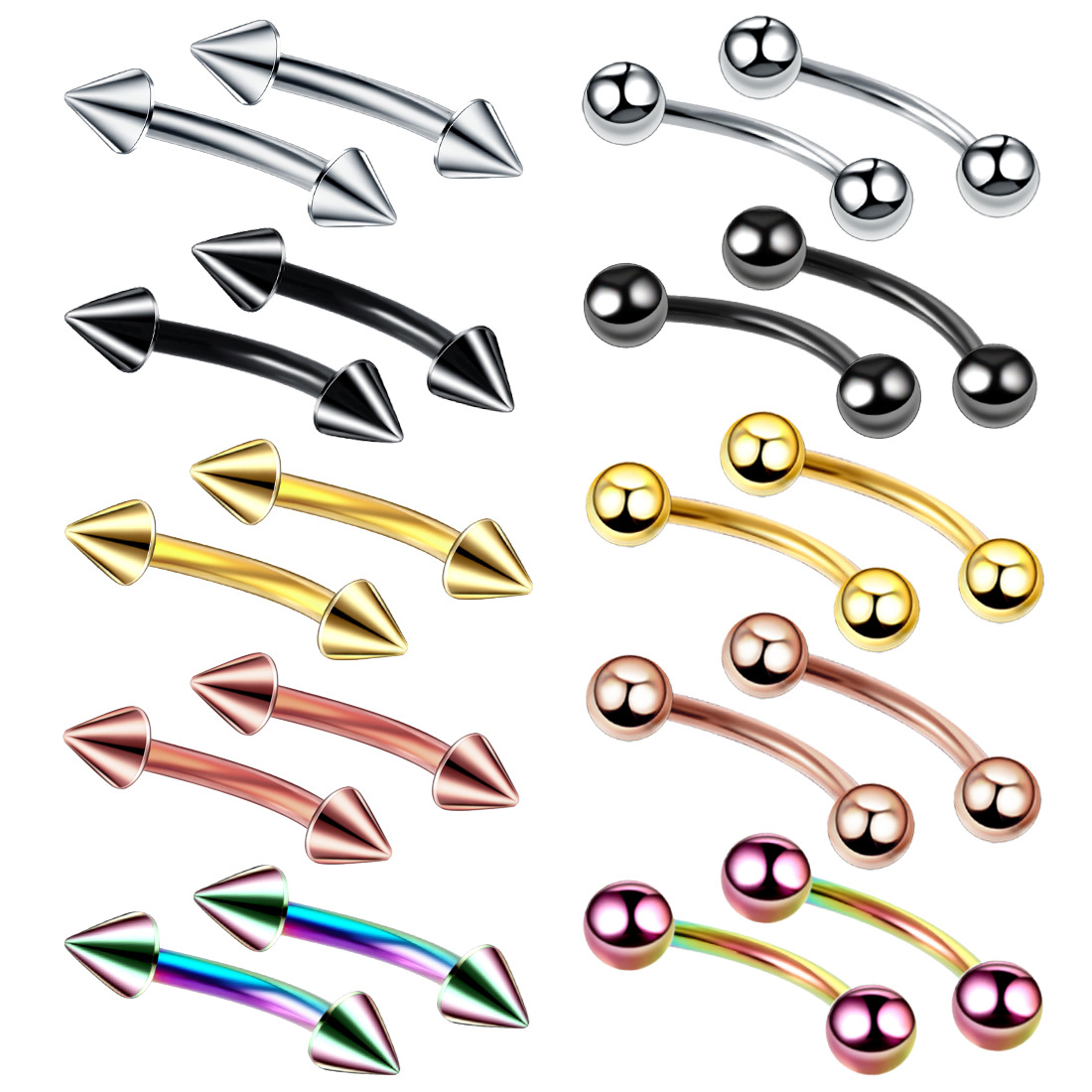 20pc/set Steel Eyebrow Banana  - Eyebrow Curved Barbell review and price