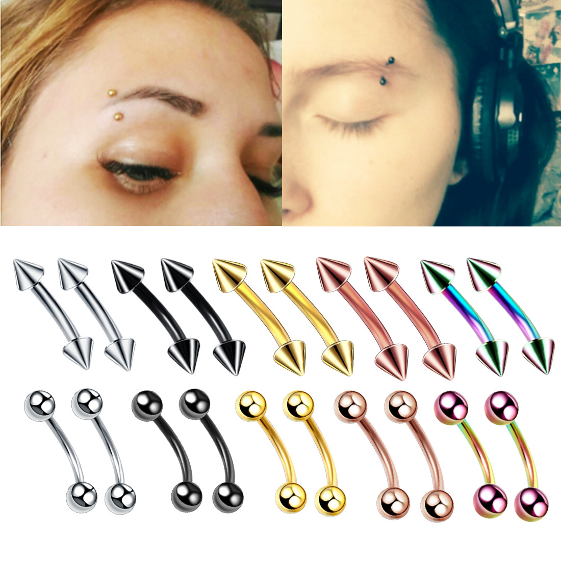 20pc/set Steel Eyebrow Banana  - Eyebrow Curved Barbell review and price