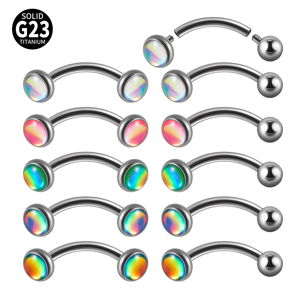 1PC G23 TItanium 16G Flash Gem - Eyebrow Curved Barbell review and price