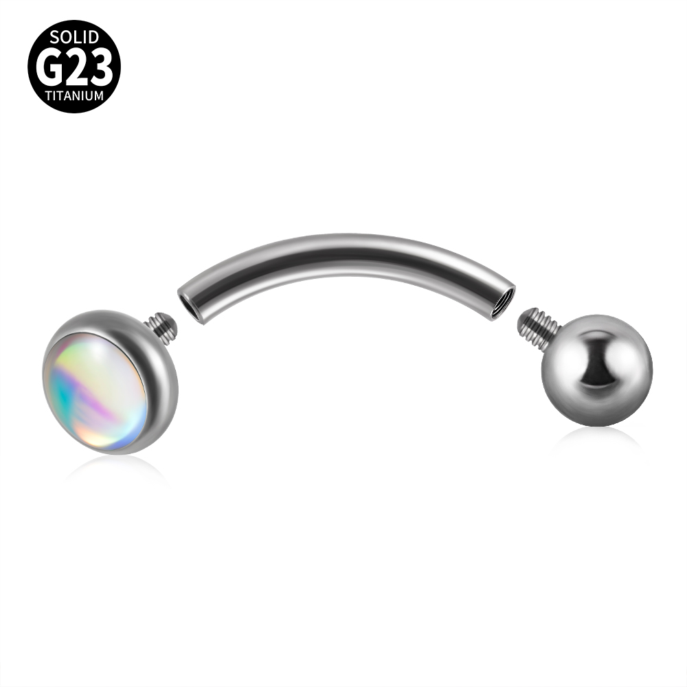 1PC G23 TItanium 16G Flash Gem - Eyebrow Curved Barbell review and price