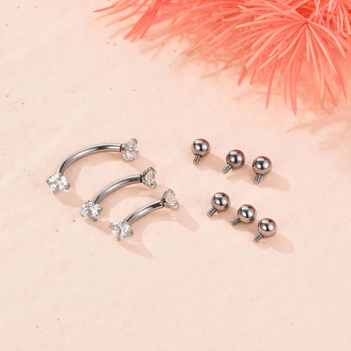 16G 6-10MM Titanium CZ Interna - Body Jewelry Replacement Ball review and price