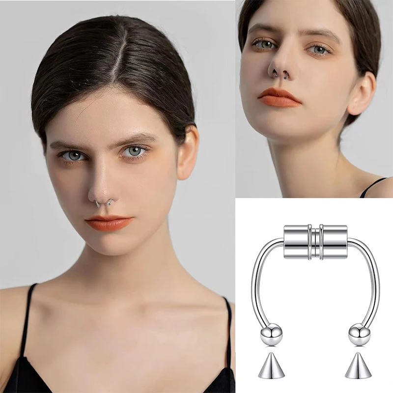 Fake Piercing Nose Ring Hoop S - Body Jewelry Nose Studs review and price