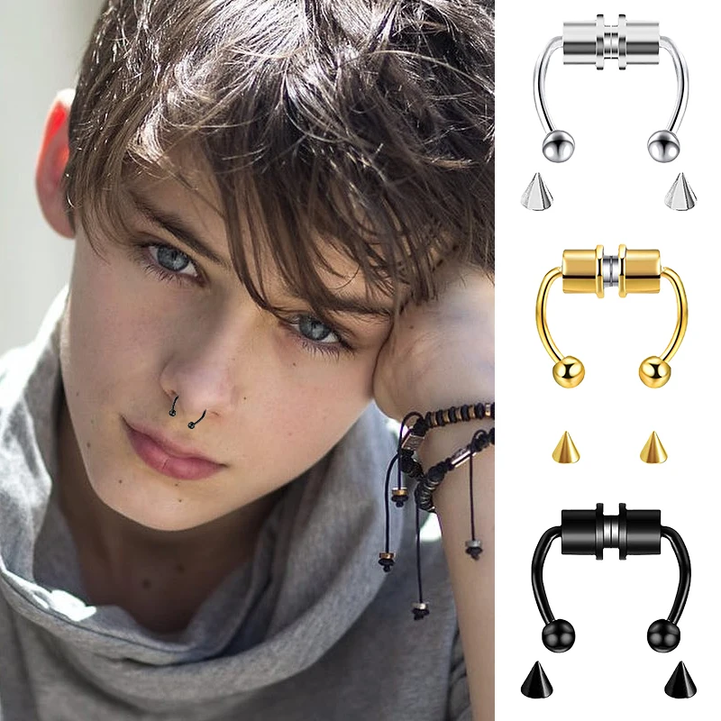 Fake Piercing Nose Ring Hoop S - Body Jewelry Nose Studs review and price