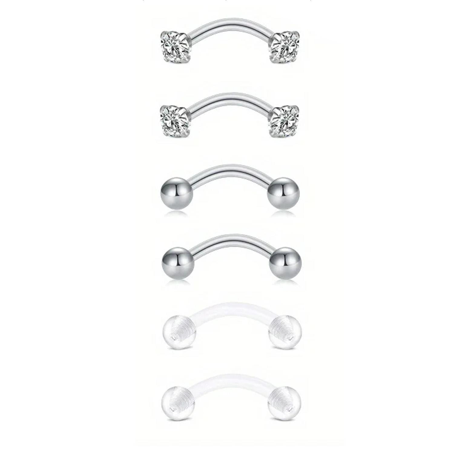 6pcs/Set Elegant Cute 16G Curv - Eyebrow Curved Barbell review and price