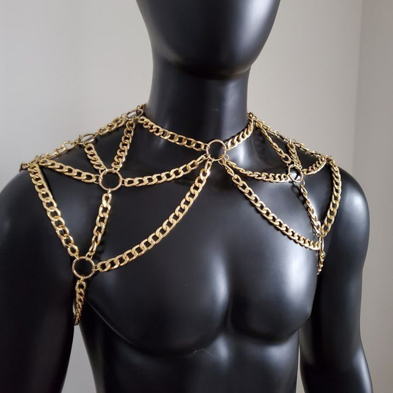 Punk Men Shoulder Body Chain B - Body Jewelry Men review and price