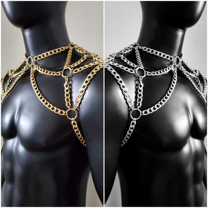 Punk Men Shoulder Body Chain B - Body Jewelry Men review and price