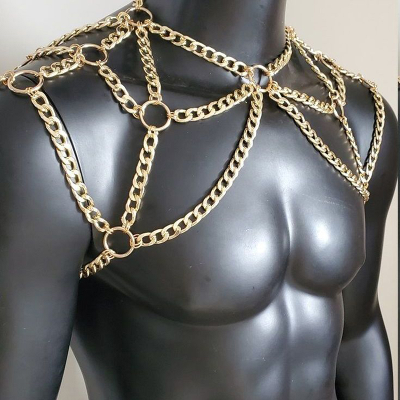Punk Men Shoulder Body Chain B - Body Jewelry Men review and price