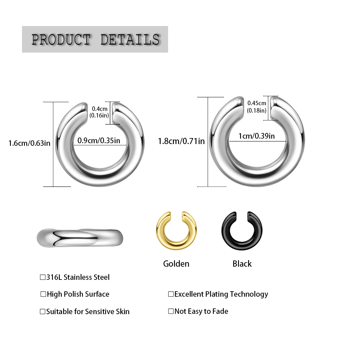 1pc Exaggerated c-Shaped Non-P - Body Jewelry Nose Studs review and price