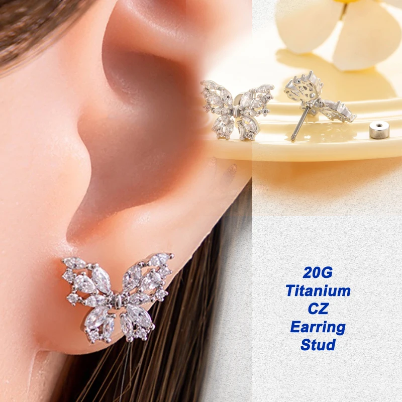 20G Crystal CZ Earring Stud, S - Body Jewelry Hypoallergenic review and price