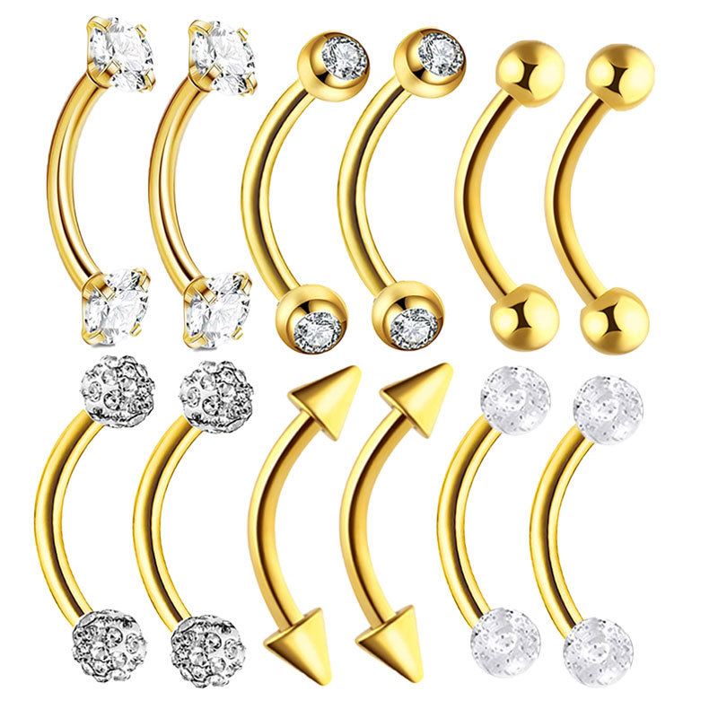 12-piece Set Stainless Steel P - Eyebrow Curved Barbell review and price