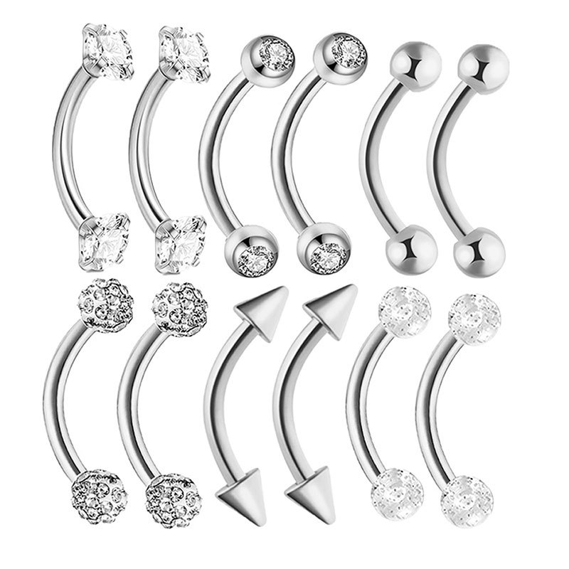12-piece Set Stainless Steel P - Eyebrow Curved Barbell review and price