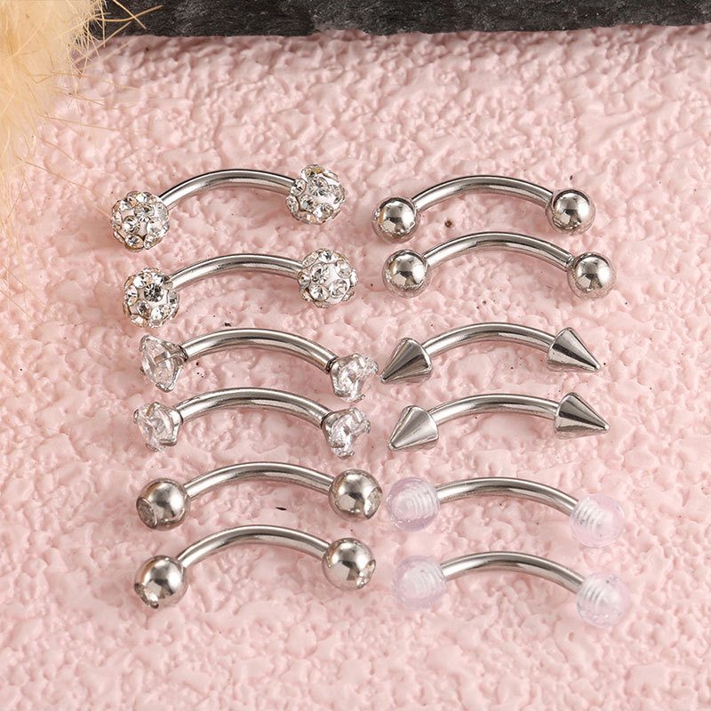 12-piece Set Stainless Steel P - Eyebrow Curved Barbell review and price