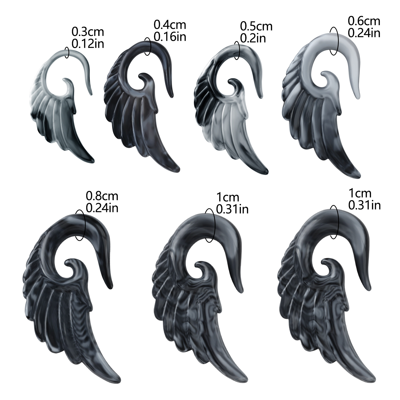 2Pcs Angel Wings Ear Gauges 3- - Body Jewelry Hypoallergenic review and price